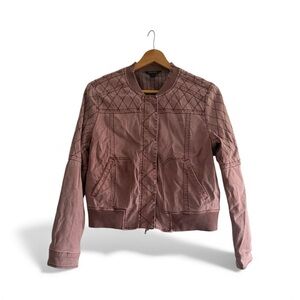Peyton Jensen Quilted Bomber Jacket Women’s Medium Mauve Pink Utility Moto Style